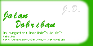 jolan dobriban business card